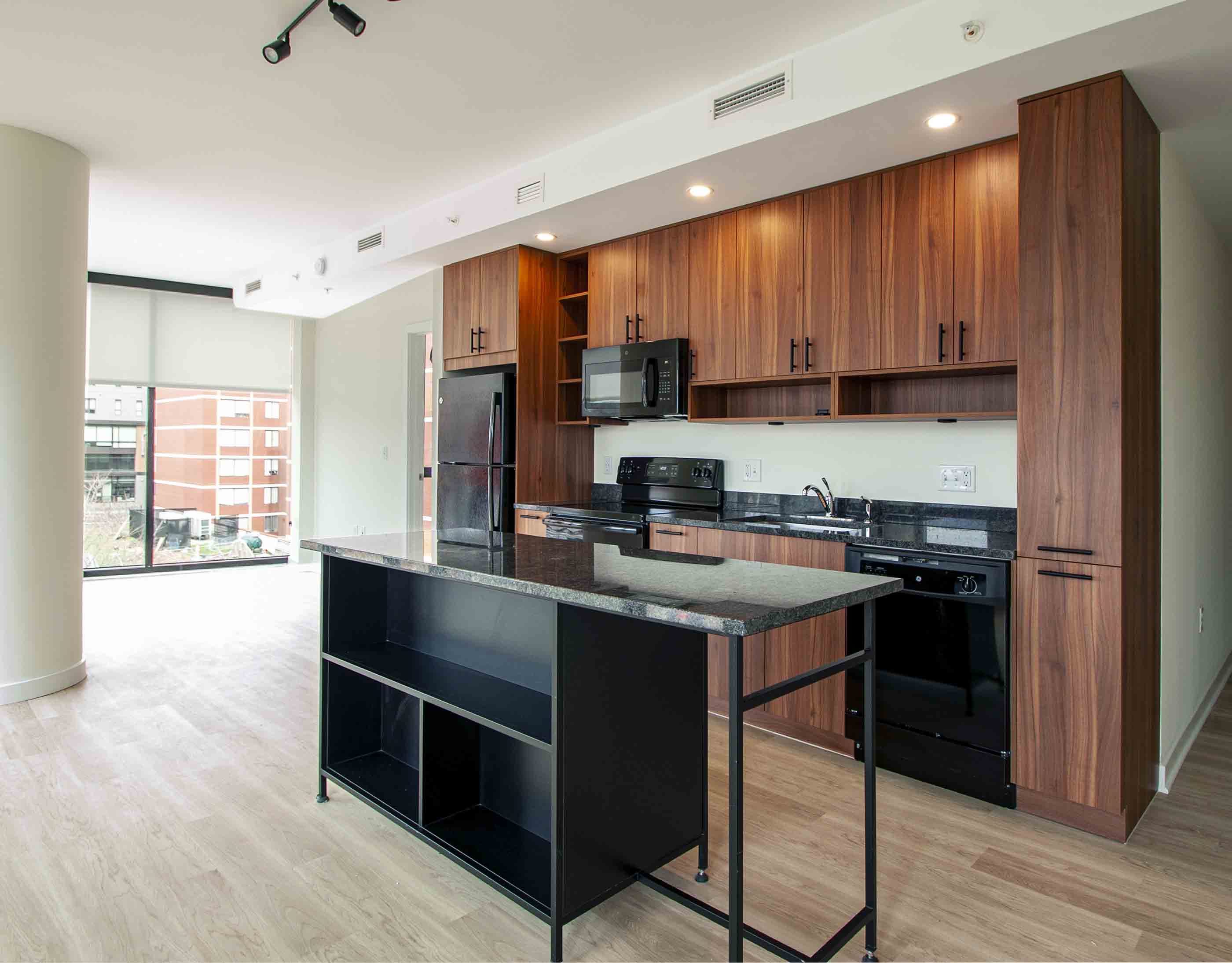 965 Florida Ave multifamily kitchen with custom walnut cabinetry